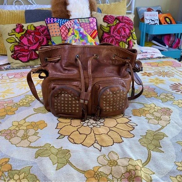 FRYE Brooke Studded Crossbody Drawstring Bag - Picture 9 of 14